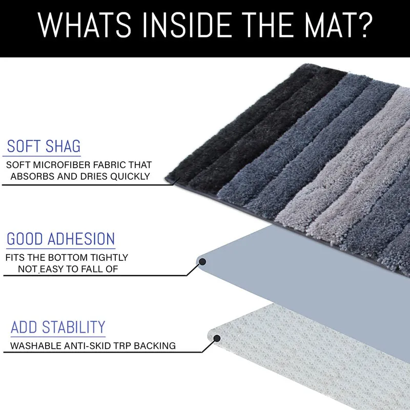 Line Luxe Bath Mat - Grey. Black media 4