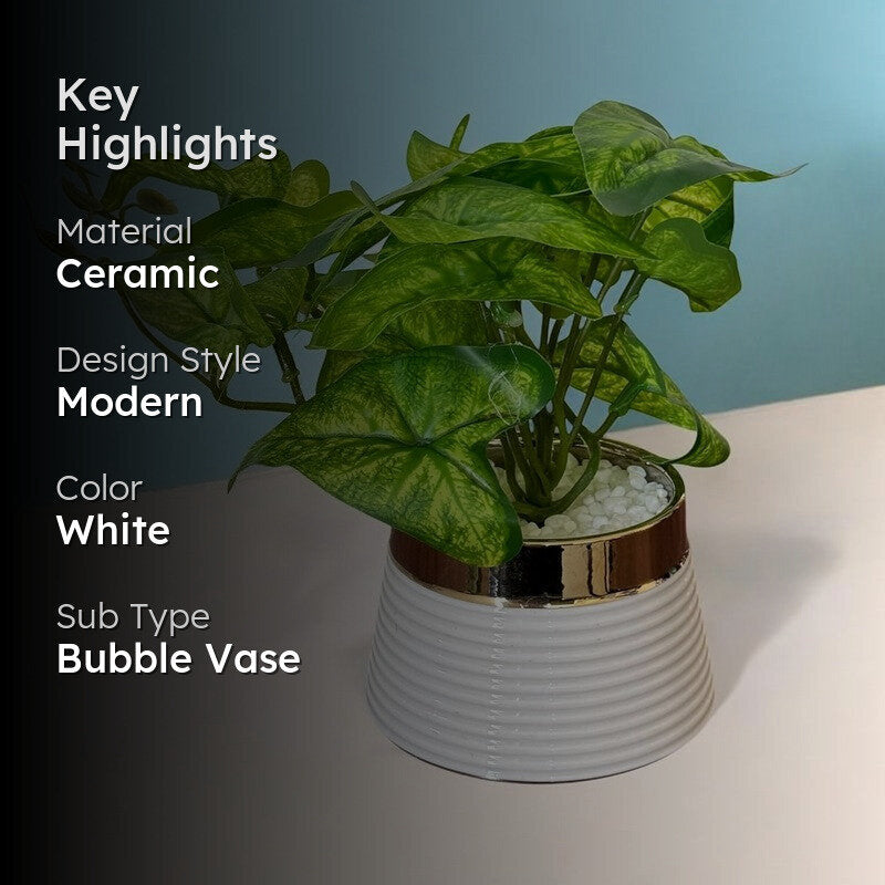 Opalyn Ceramic Vase With Artificial Plant media 2