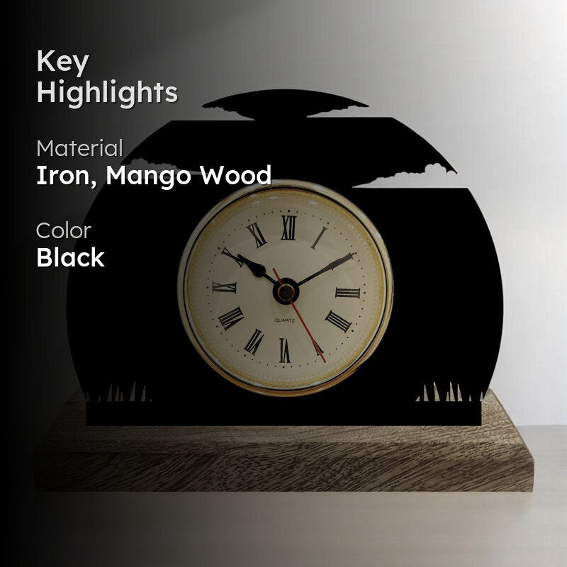 Epoch Iron & Mango Wood Table Clock media 2