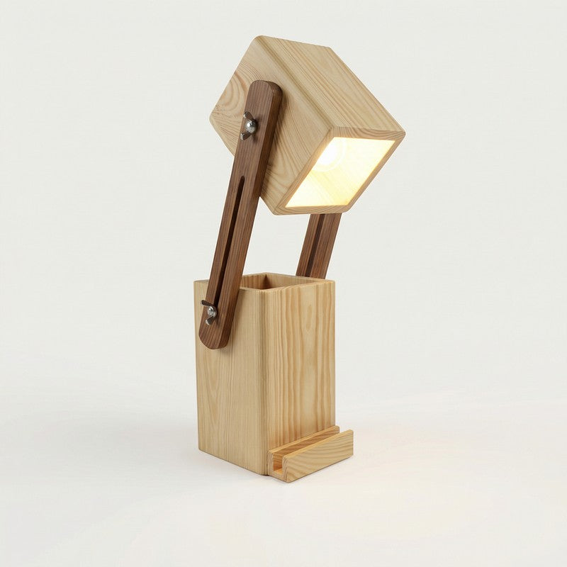 Hesperos Desk Organiser Wooden Table Lamp - Brown media 5