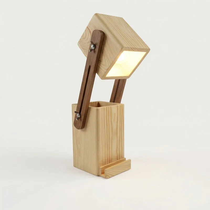 Hesperos Desk Organiser Wooden Table Lamp - Brown media 5