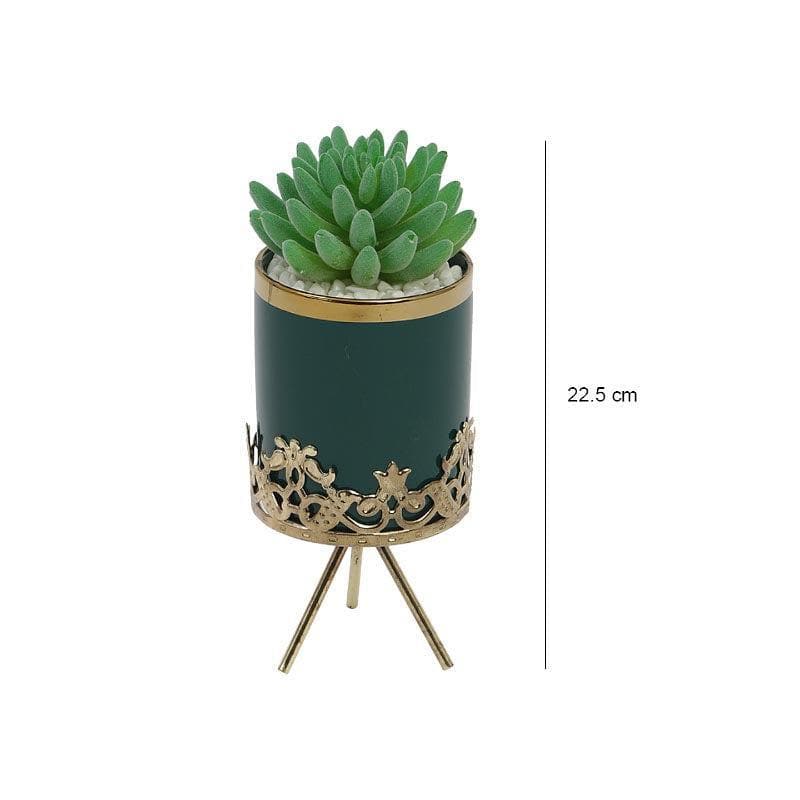 Faux Echeveria In Blue Ceramic Pot - 22.5 cms media 5