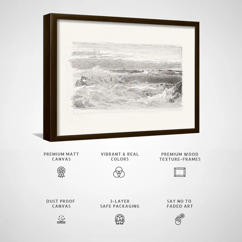 Silver Waves Wood Wall Art With Frame - Black media 5