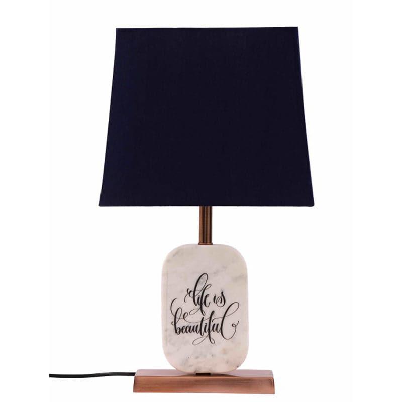 Life Light Printed Marble & Copper Base Fabric Table Lamp - Blue,White media 4