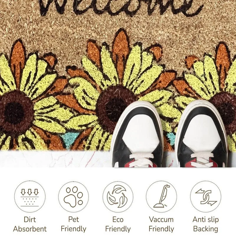 Yellow Bloom Coir Door Mats - Brown media 9