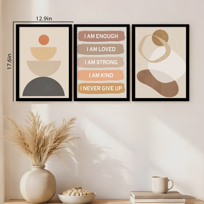 Motivational Affirmations Paper Wall Painting With Frame - Set Of Three media 11