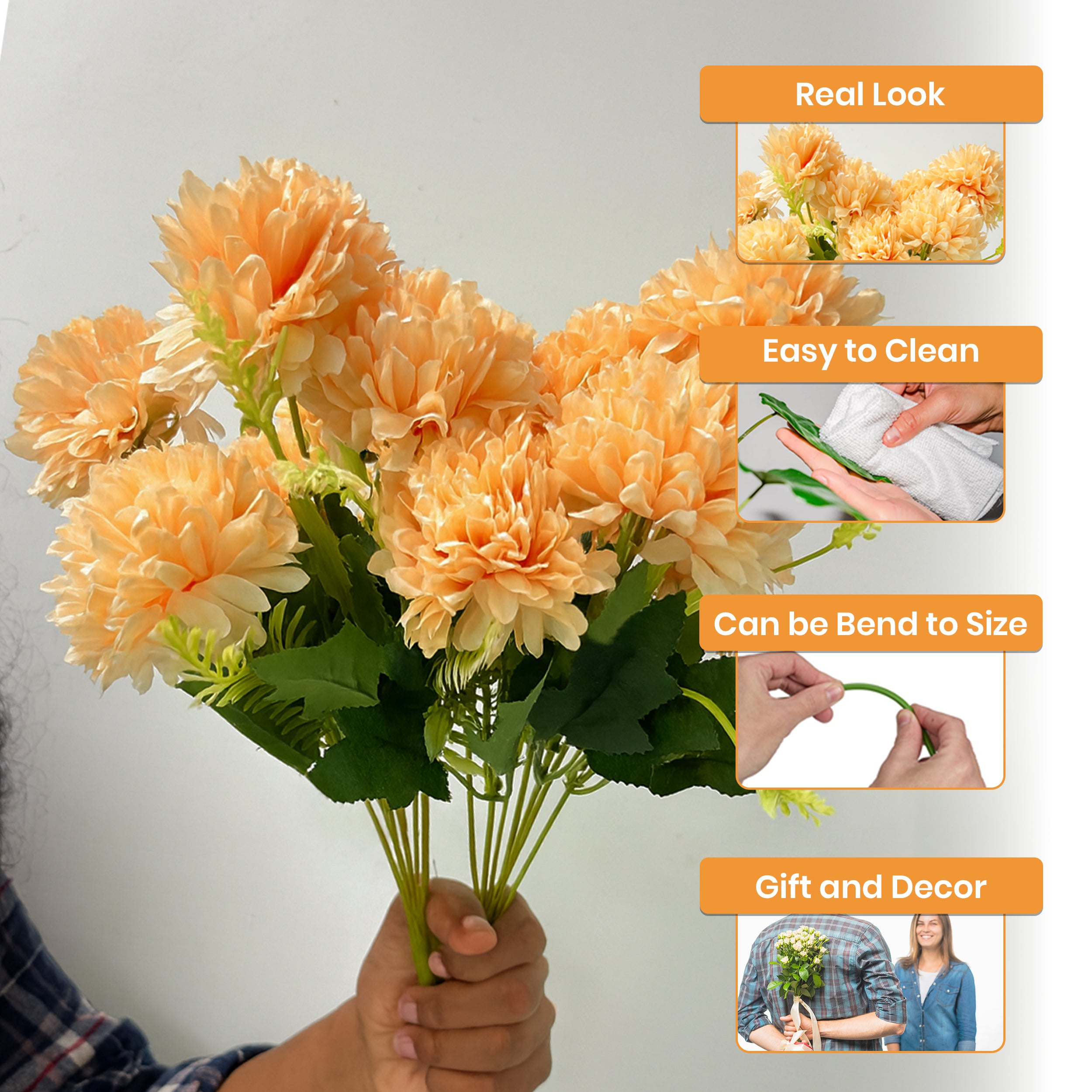 Velour Bloom Artificial Flower - Set of Two media 3
