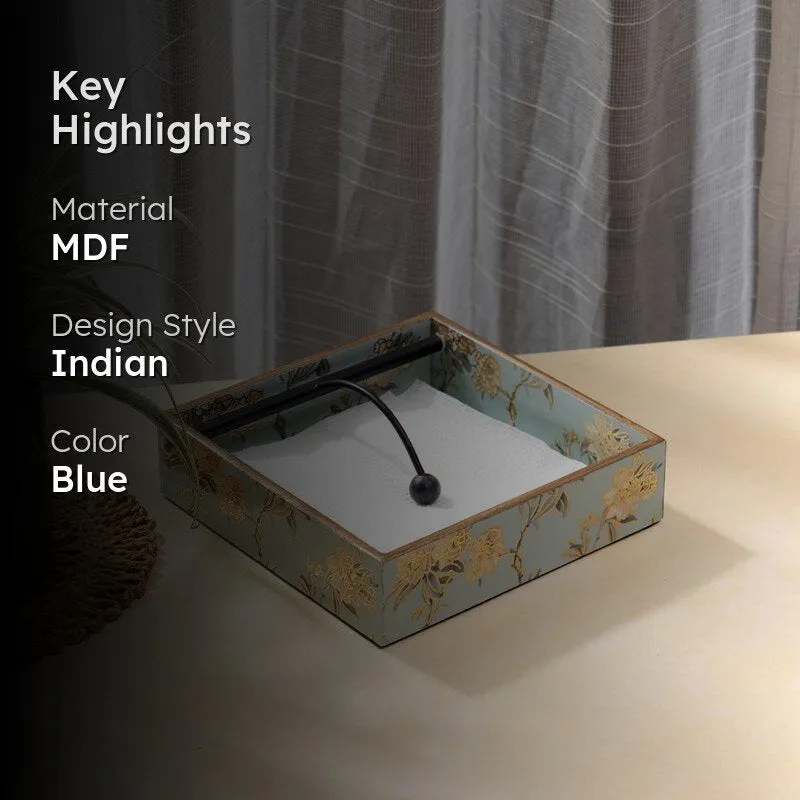 Elegant Blue Floral MDF Tissue Holder media 2