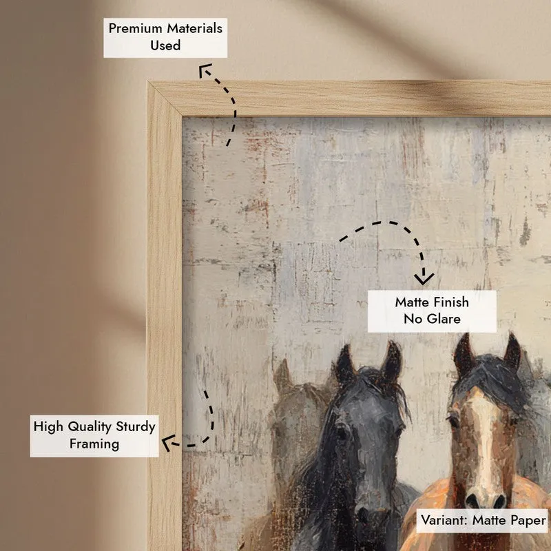 Spirit of the Wild Horse Wall Painting With Brown Frame media 9