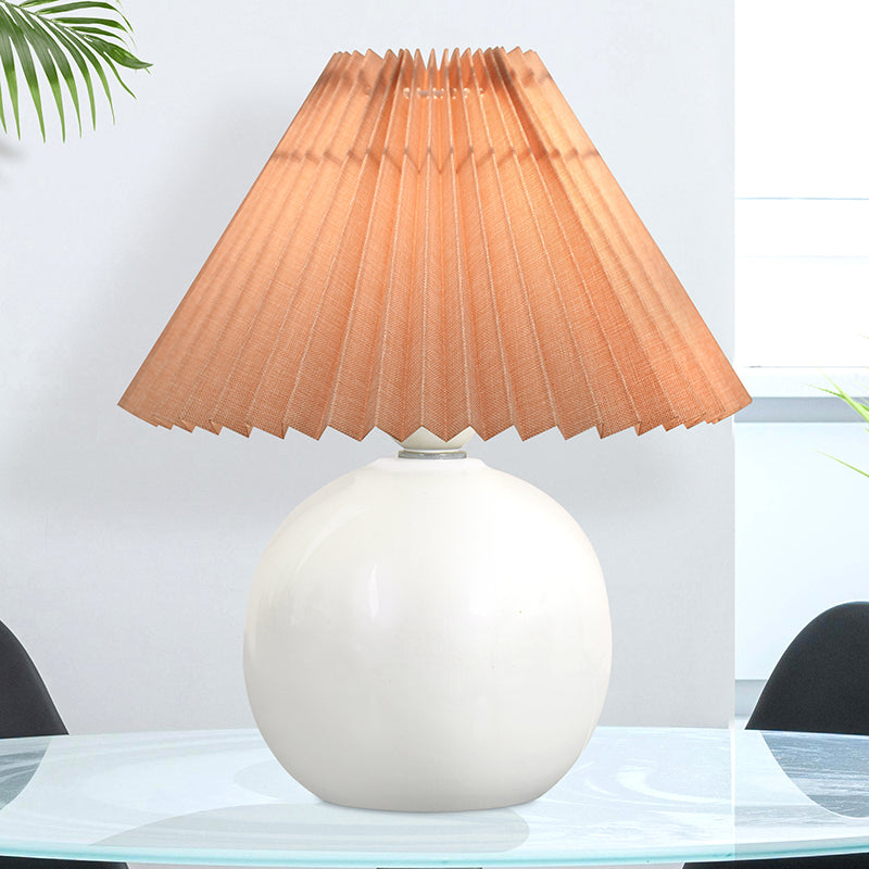 Ibex Pleated Fabric Table Lamp - Peach,White media 2