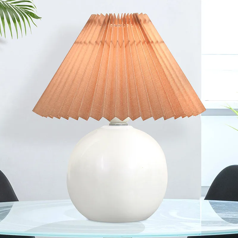 Ibex Pleated Fabric Table Lamp - Peach,White media 2