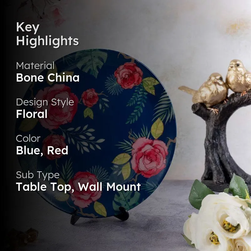 Misty Morning Roses Blue Decorative Plate media 2