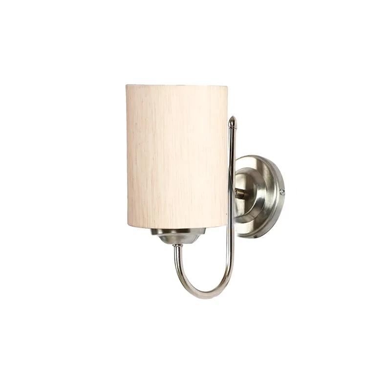 Altura Cylindrical Fabric & Metal Wall Lamp - Beige & Gold media 3