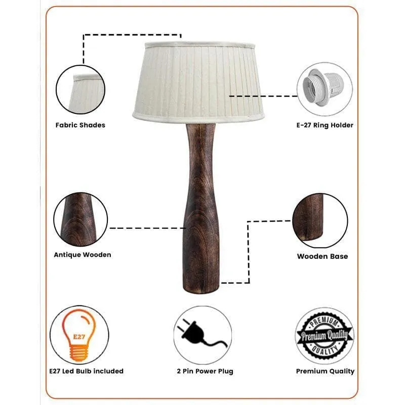 Harmony Glimpse Fabric Table Lamp With Pleated Shade - Beige,Brown media 6