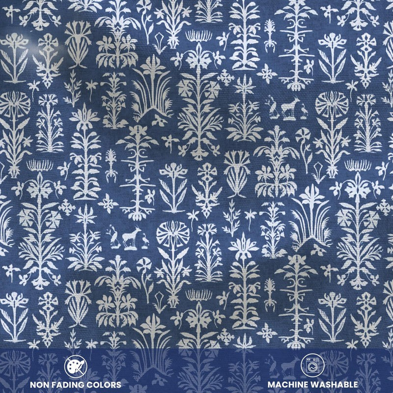 Urban Space Botanical Indigo Cotton Table Cover media 5