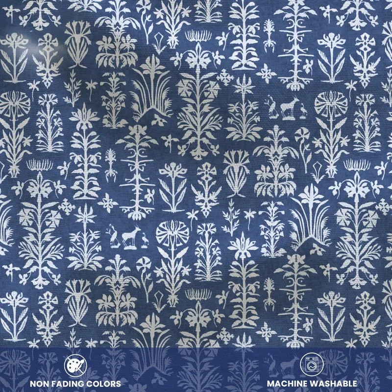 Urban Space Botanical Indigo Cotton Table Cover media 5