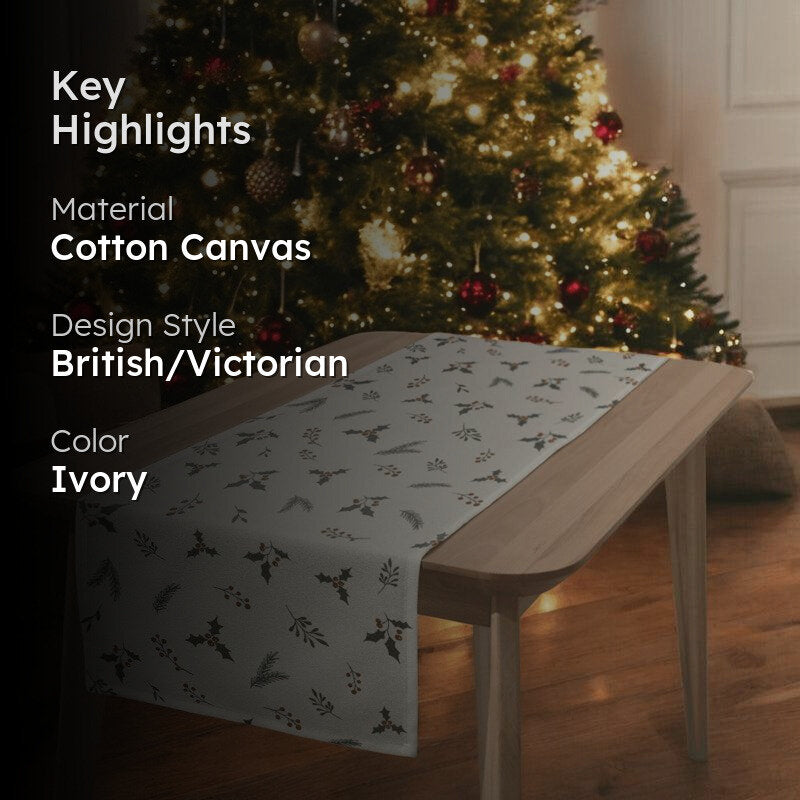 Holly Whispers Cotton Canvas Table Runner media 2