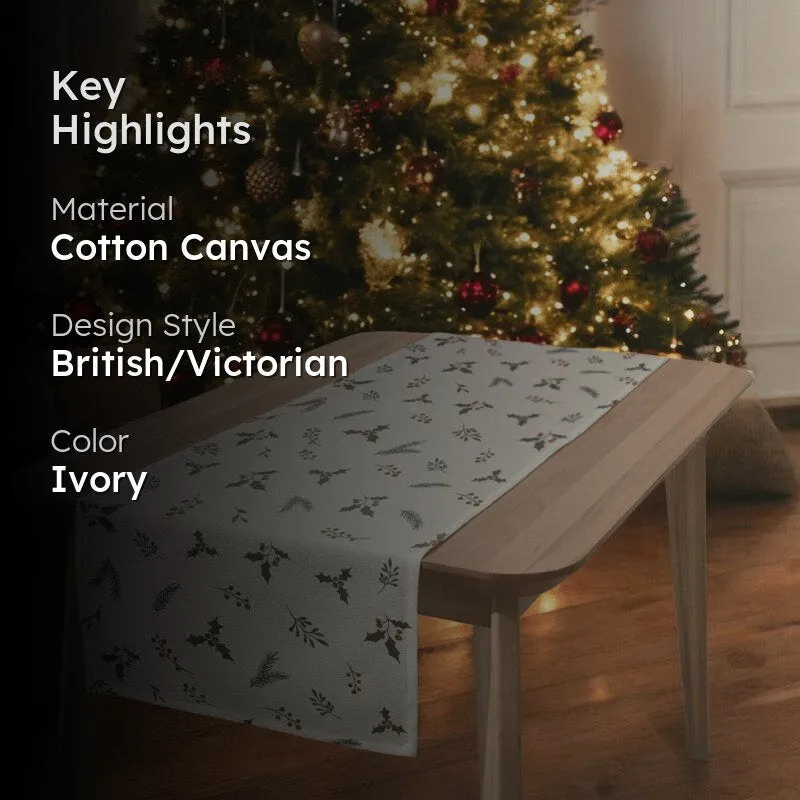 Holly Whispers Cotton Canvas Table Runner media 2