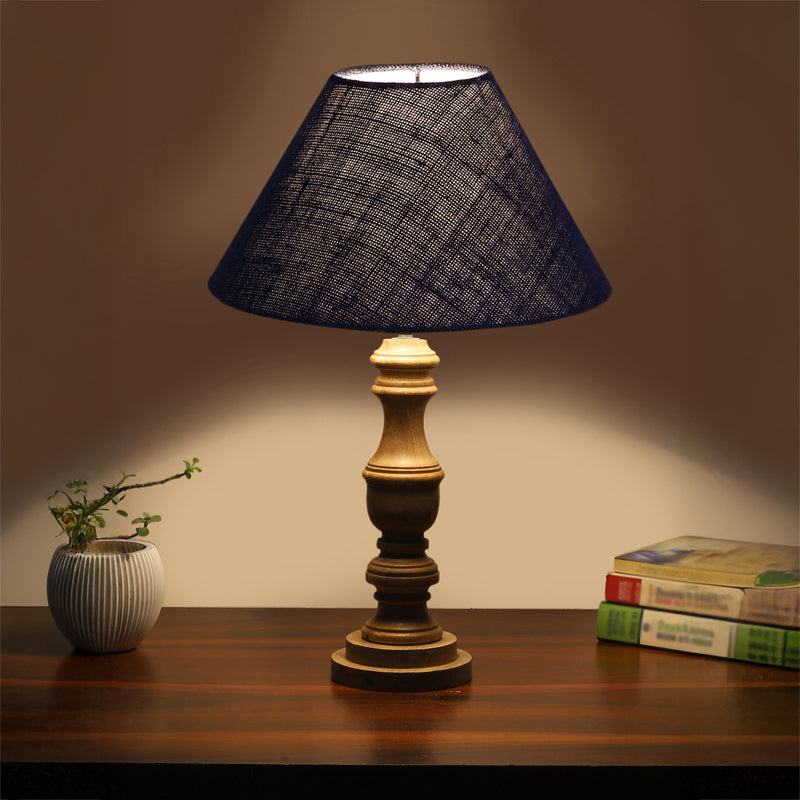 Sienna II Carve Wooden Table Lamp - Blue,Brown