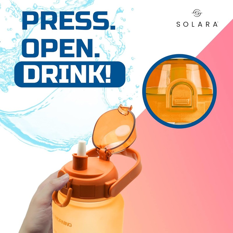 Solara Siply Plastic Water Bottle (2000 mL) - Orange,Blue media 6