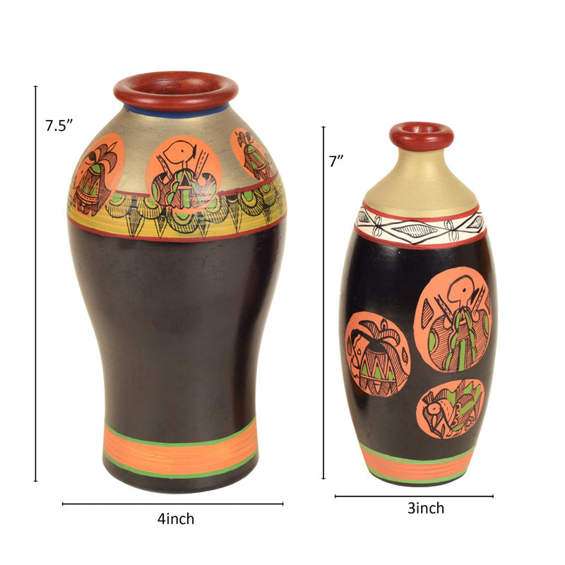 Raadhika Handpainted Terracotta Vase - Two Piece Set media 6