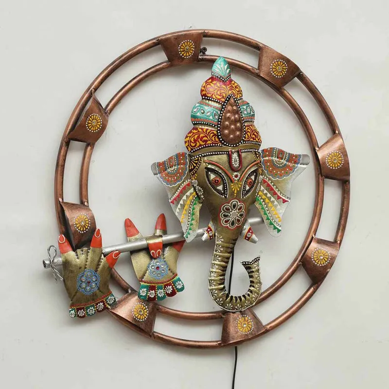 Vinayaka with Flute Iron Wall Accent media 5