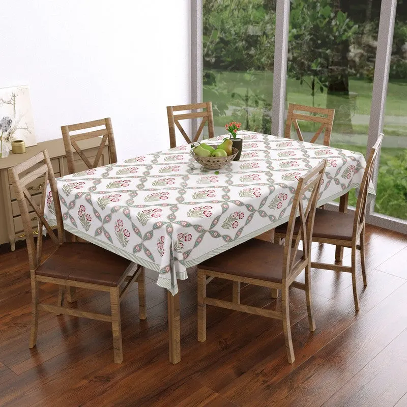 Eleganza Cotton Table Cover - Pink,Green media 1