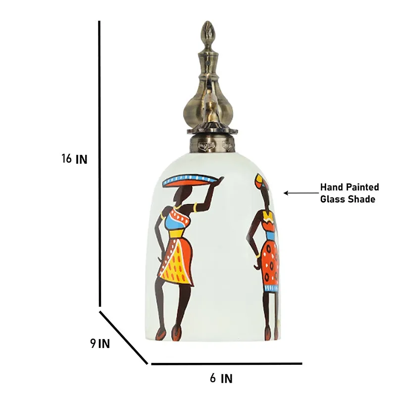 Ethno Lume Hand Painted Glass & Metal Wall Lamp media 8