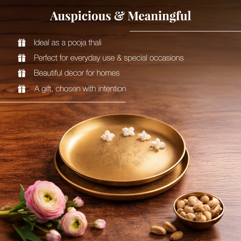 Aurelia Bloom Brass Pooja Thali media 5