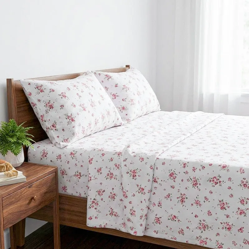 Scattered Blooms Cotton Bedsheet (Maroon) - 180 TC media 3