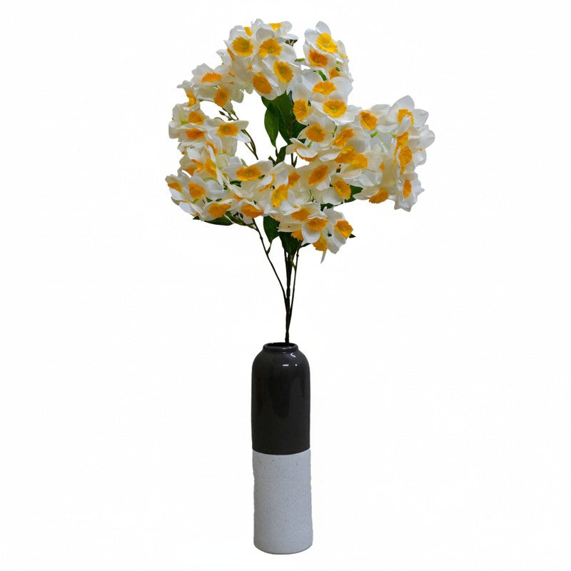 Faux Everlasting Daffodil Flower Stick - White & Yellow media 3