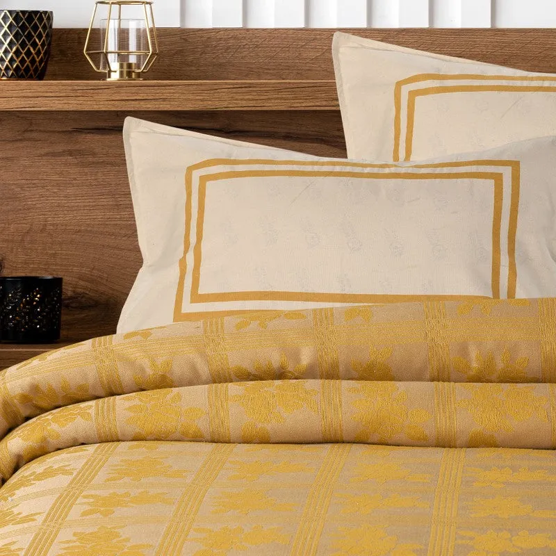 Petal Grid Cotton Bedsheet (Yellow) - 224 TC media 4