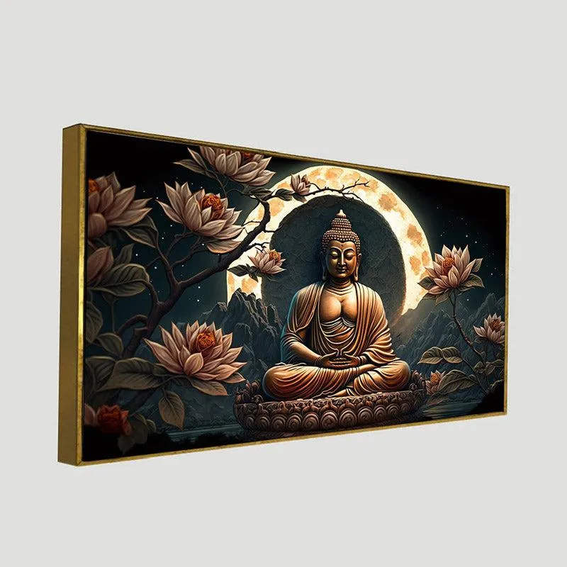 Meditative Buddha Canvas Wall Painting- With Frame media 9