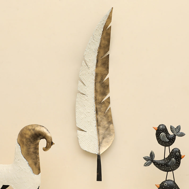 Luminous Quill Metal & Ceramic Wall Accent
