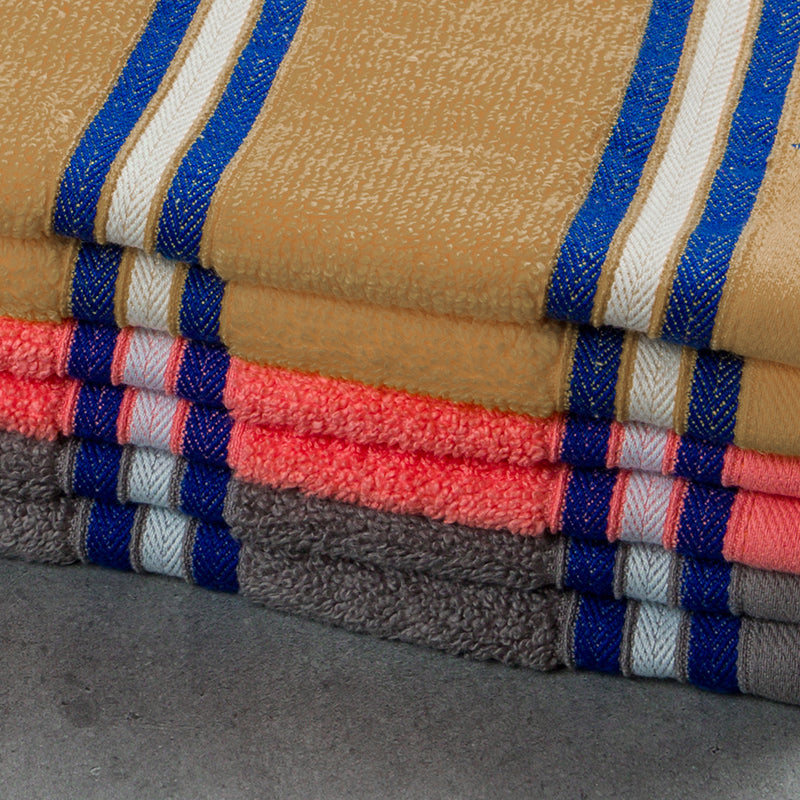 Nautica Dove Dual Cotton Hand Towel (Grey,Beige & Coral) - Set Of Six media 5