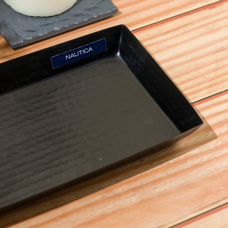 Nautica Midnight Edge Hammered Stainless Steel Bathroom Tray media 4