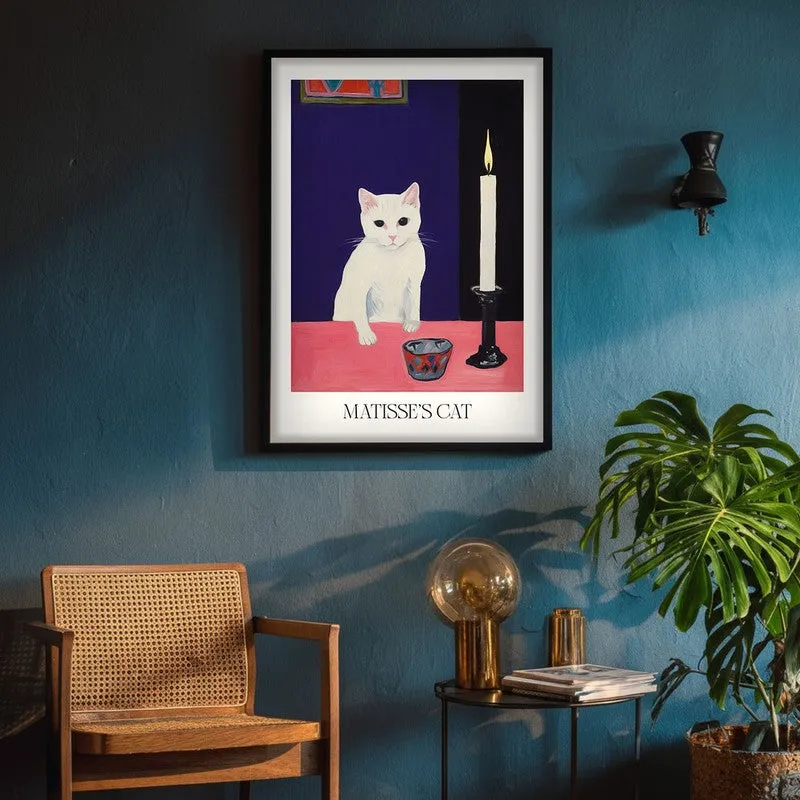 Matisse's Cat Inspired by Henri Matisse Archival Canvas Wall Art - Black Frame media 4