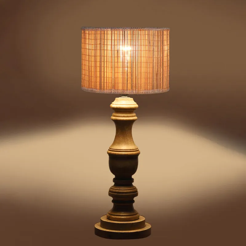 Bambouin Carve Wooden Table Lamp - Beige media 5