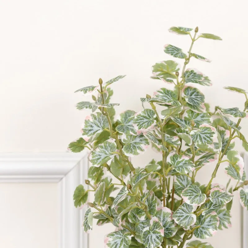 Artificial Geranium Plant With Black Fiber Pot (White) - 1.4 Feet media 6