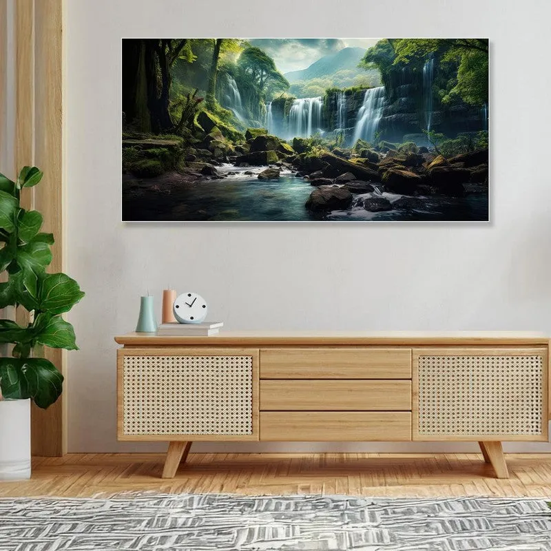 Hidden Forest Falls Canvas Wall Painting With Frame media 3