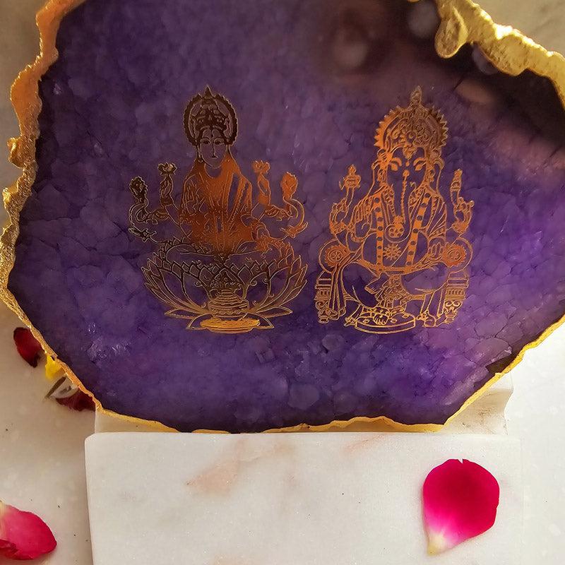 Sacred Ganesha Laxmi Tealight Candle Holder - Purple media 3