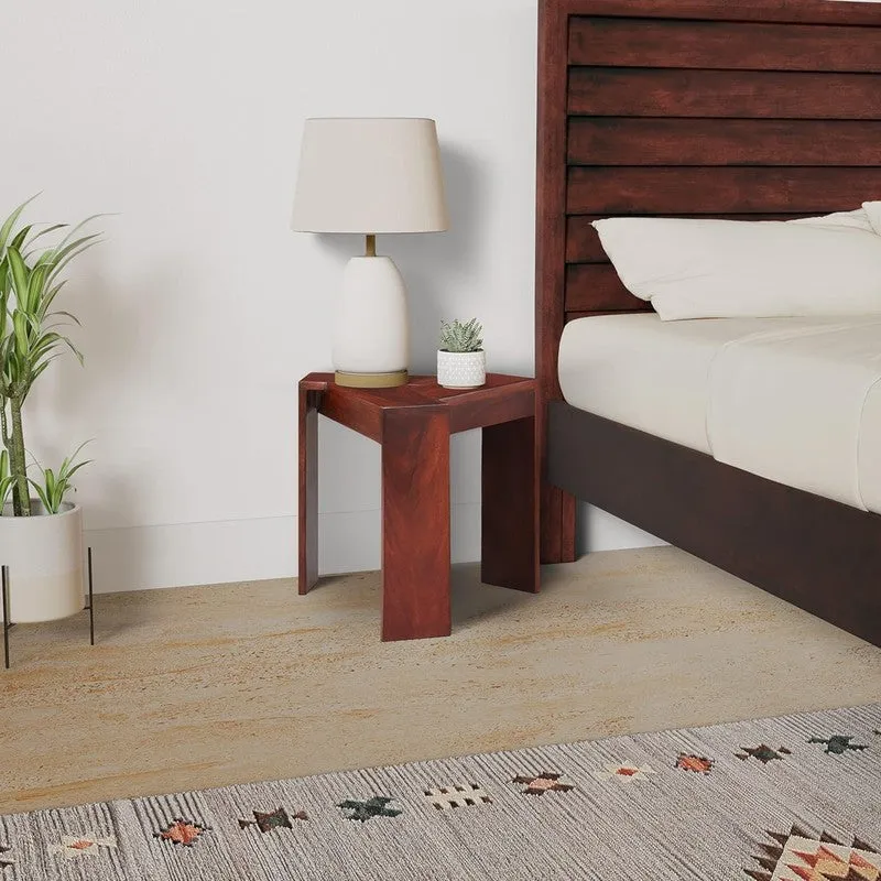 Iverox Sheesham Wooden Side & Bedside Table - Brown media 4