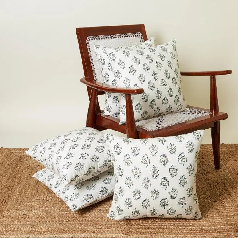 Sanganeri Charm Cushion Cover (Teal) - Set Of Five media 2