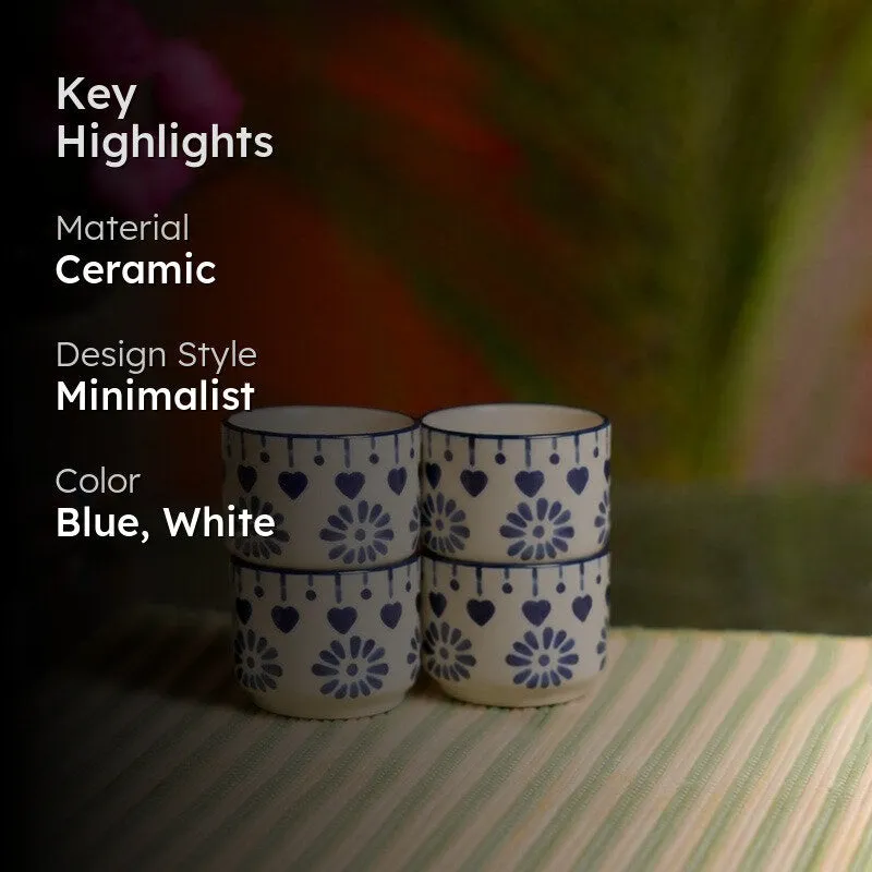 UrbanSip Ceramic Dip Bowls (Blue,White ,40 mL Each) - Set Of Four media 2