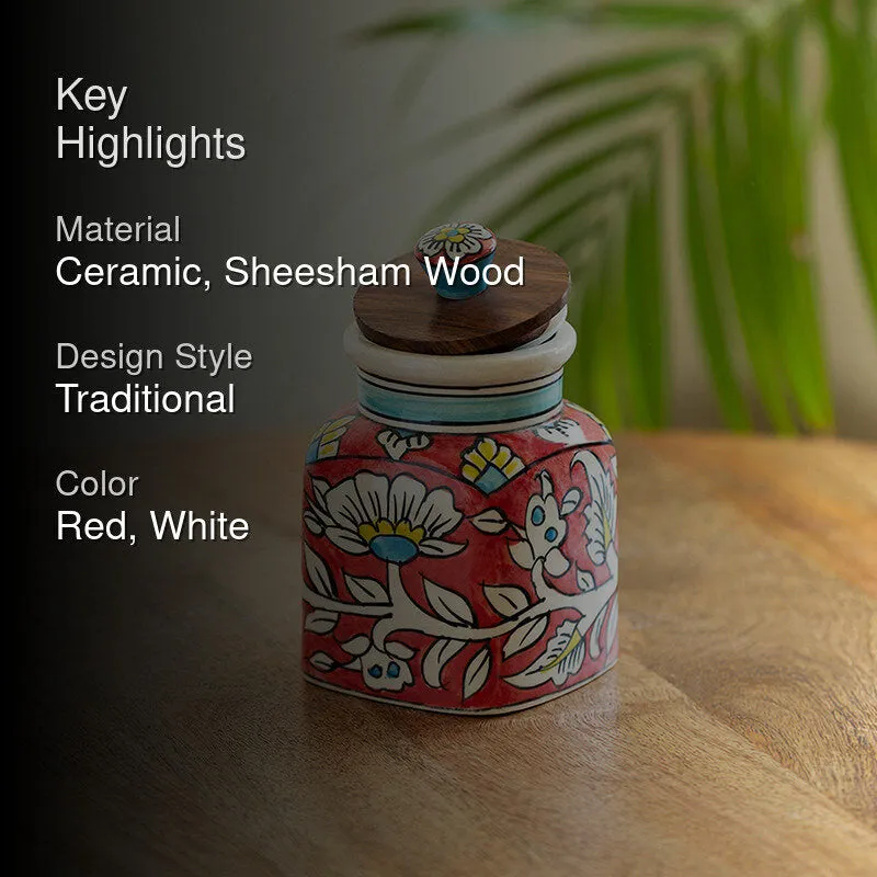 Rang-E-Gul Handpainted Ceramic Jar - 410 mL media 2
