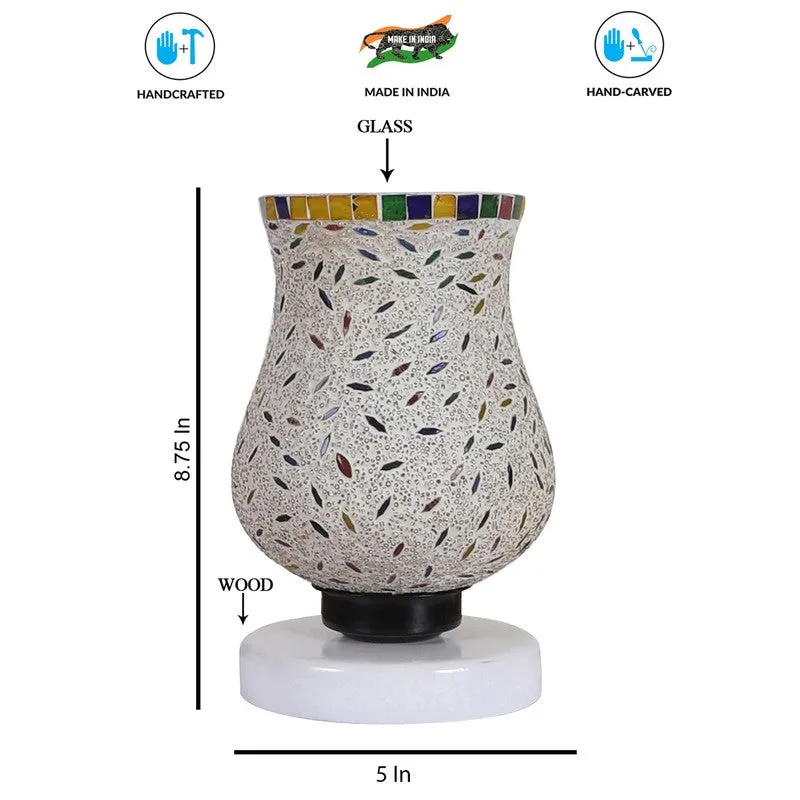 Aurira Mosaic Glass Table Lamp With Wooden Base - Multicolor media 8