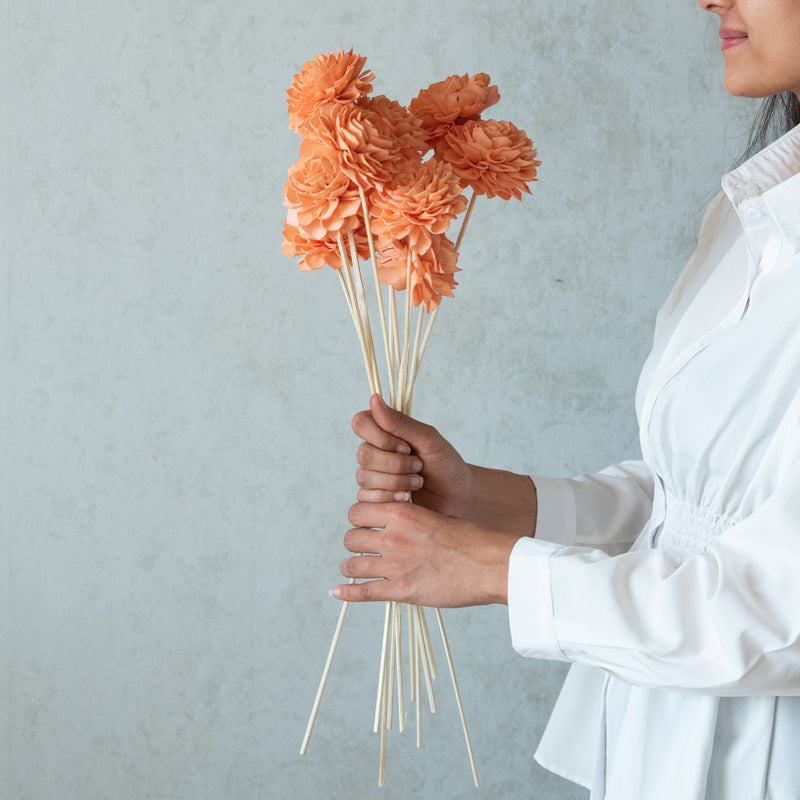 Delvish Sola Wood Rose Flower Stick (Peach) - Set Of Ten media 3