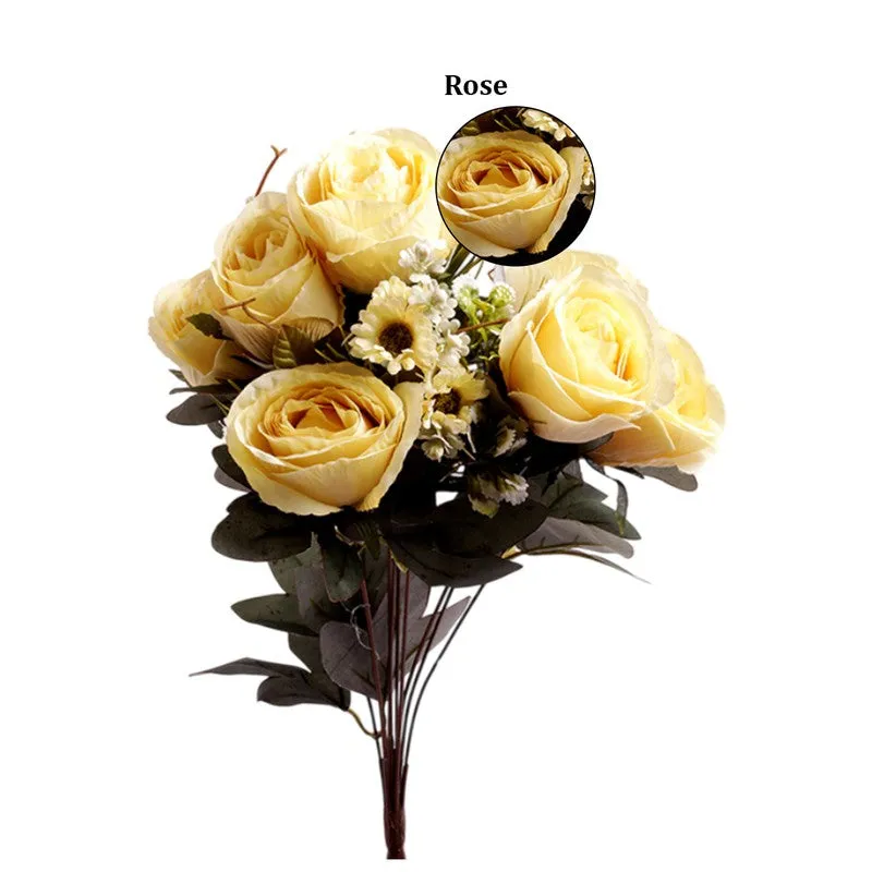 AarviDecor Sunny Rose Silk Artificial Flowers media 6