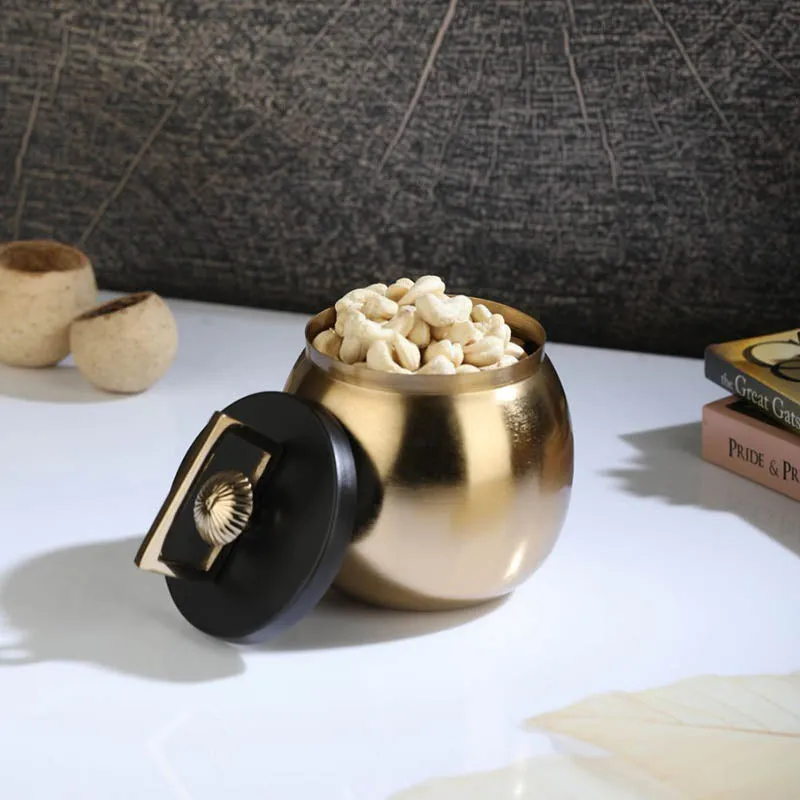 Jarrah Storage Jar (Gold & Black) - Large media 1