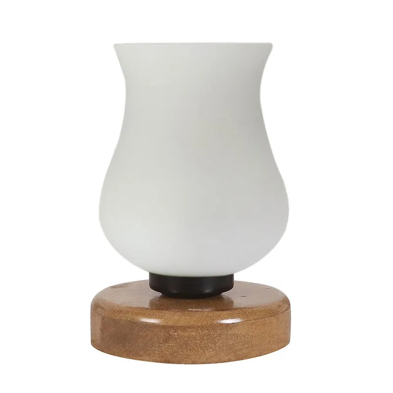 Gleamir Glass Table Lamp With Wooden Base - White media 5